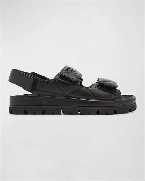 prada quilted leather sandals|prada denim sandals.